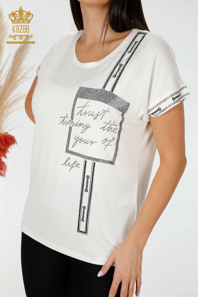 Venta al por mayor Blusa Mujer Cristal Bordado Crudo - 78919 | kazee - 3