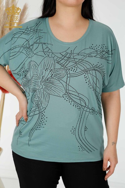 Venta al por mayor Blusa de Mujer Crystal Stone Bordado Mint - 78835 | kazee - 2