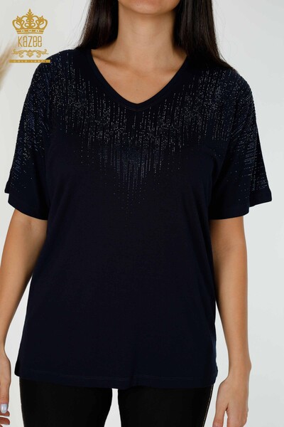 Venta al por mayor Blusa de Mujer Crystal Stone Bordado Negro - 77938 | kazee - 2