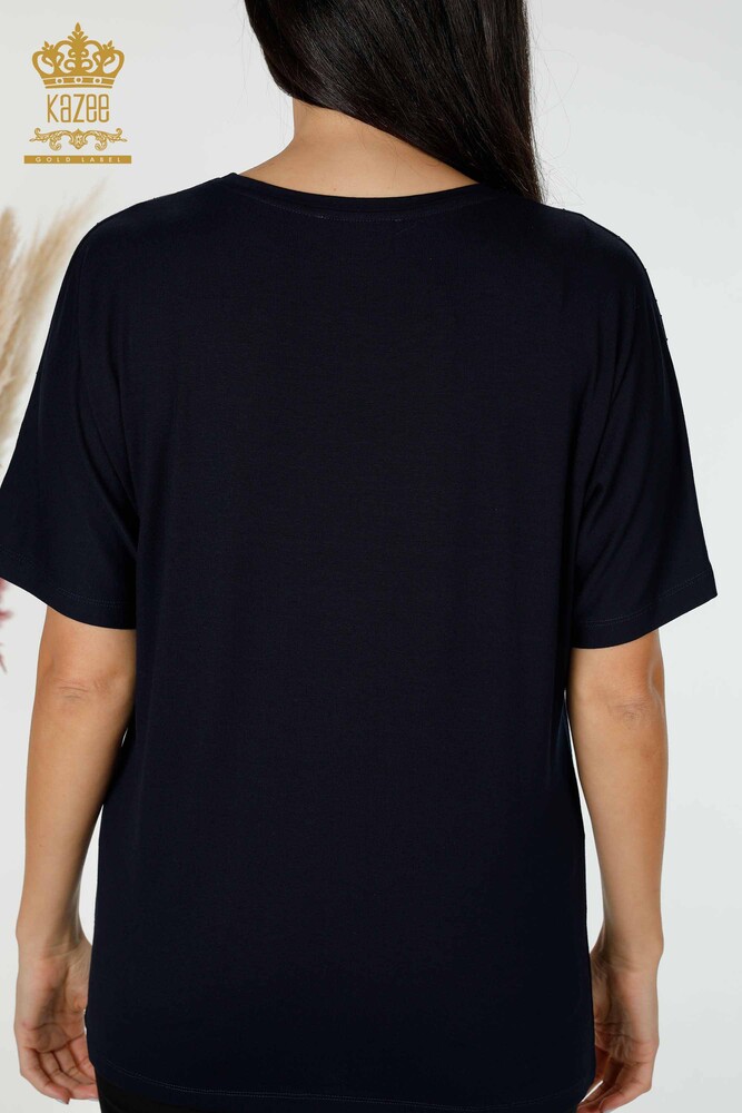 Venta al por mayor Blusa de Mujer Crystal Stone Bordado Negro - 77938 | kazee - 6