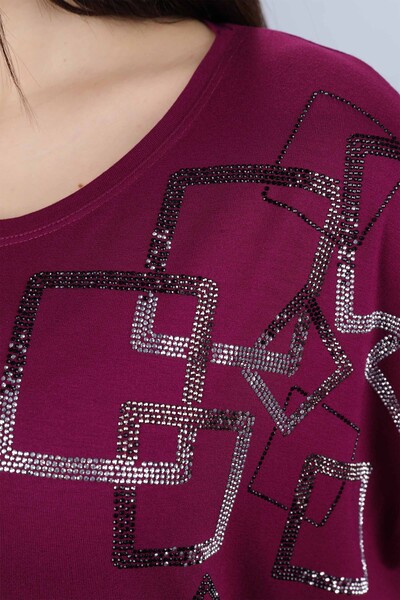 Venta al por mayor Blusa de Mujer Cuadrada Estampada Cuello Redondo - 77882 | kazee - Thumbnail