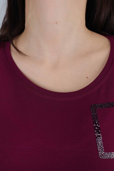 Venta al por mayor Blusa de Mujer Cuadrada Estampada Cuello Redondo - 77882 | kazee - Thumbnail