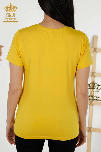 Venta al por mayor Blusa de Mujer - Cuello V - Amarilla - 79179 | kazee - Thumbnail