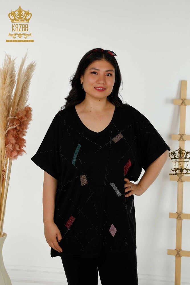 Venta al por mayor Blusa de Mujer - Cuello V - Negra - 79320 | kazee - 1