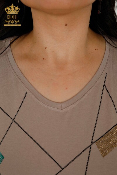 Venta al por mayor Blusas de Mujer - Cuello V - Mink - 79320 | kazee - 6