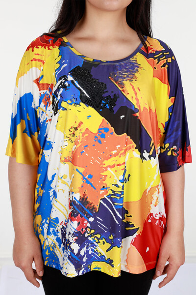 Venta al por mayor Patrón de Color Digital de Blusa de Mujer - 12059 | kazee - Thumbnail
