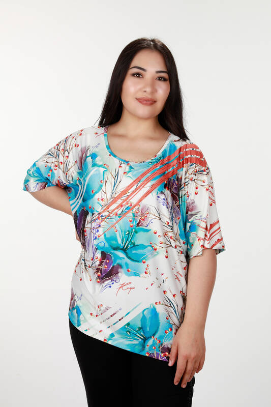Venta al por mayor Blusa de Mujer Patrón Floral Digital - 12045 | kazee