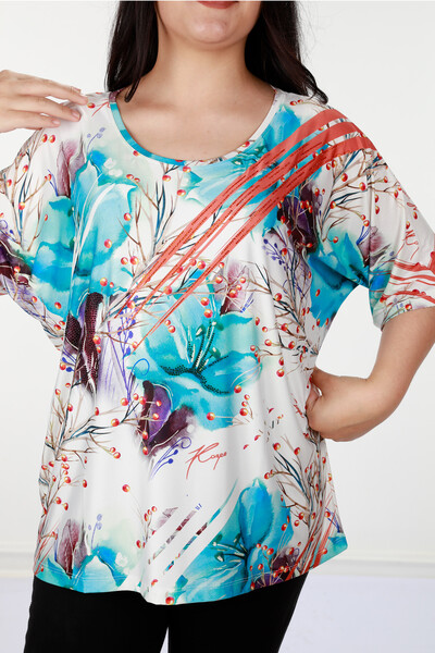 Venta al por mayor Blusa de Mujer Patrón Floral Digital - 12045 | kazee - Thumbnail