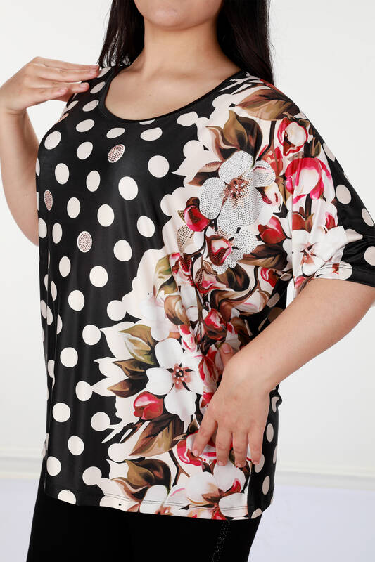 Venta al por mayor Blusa de Mujer Digital Lunares y Estampado Floral - 12049 | kazee