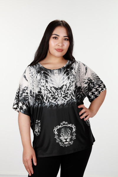 Venta al por mayor Blusa de Mujer Patrón Tigre Digital - 12044 | kazee - Thumbnail