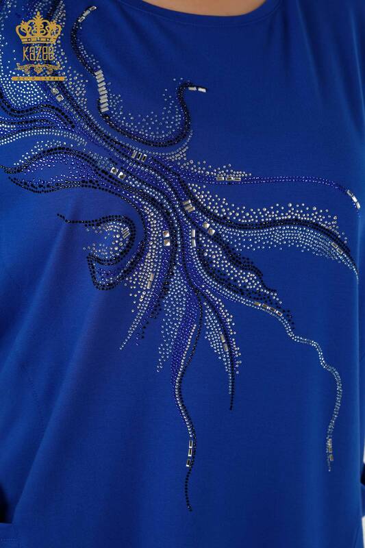 Venta al por mayor Blusa de Mujer - Dos Bolsillos - Azul Oscuro - 79294 | kazee