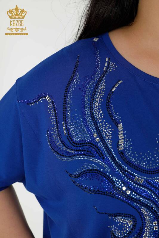 Venta al por mayor Blusa de Mujer - Dos Bolsillos - Azul Oscuro - 79294 | kazee