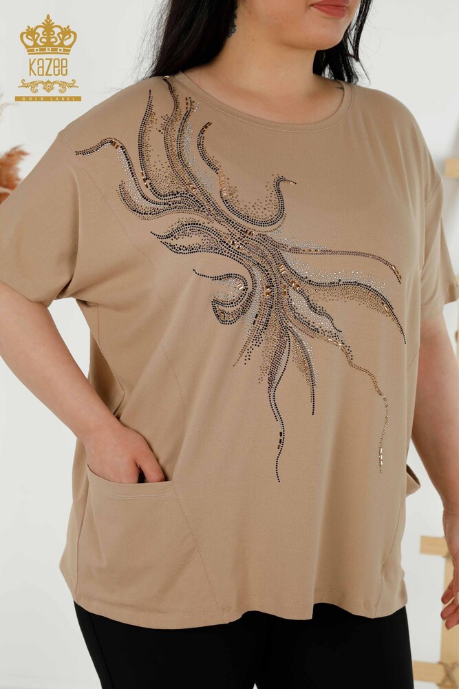 Venta al por mayor Blusa de Mujer - Dos Bolsillos - Beige - 79294 | kazee - 2