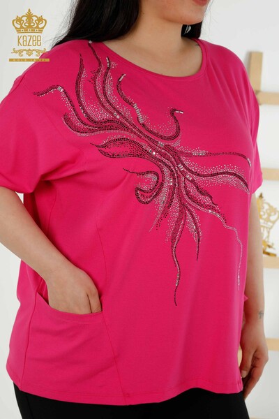 Venta al por mayor Blusa de Mujer - Dos Bolsillos - Fucsia - 79294 | kazee - 2