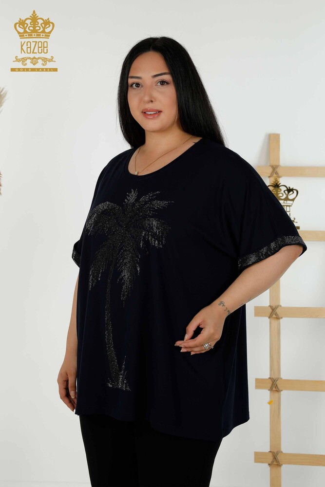 Venta al por mayor Blusa de Mujer - Estampada - Azul Marino - 79325 | kazee - 1