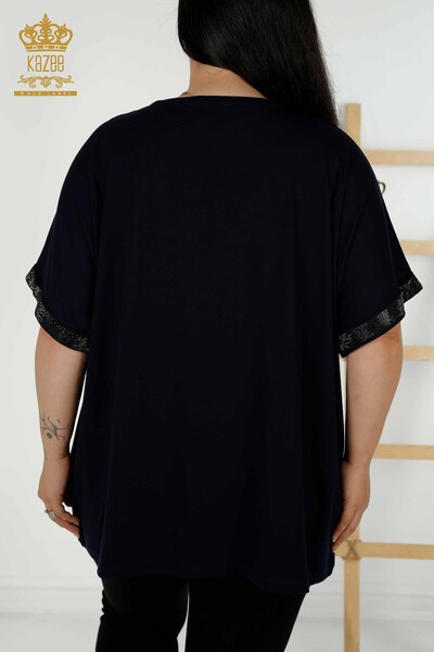 Venta al por mayor Blusa de Mujer - Estampada - Azul Marino - 79325 | kazee - 8