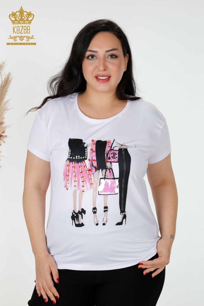 Venta al por mayor Blusa Blanca Estampada Mujer - 79039 | kazee - 1