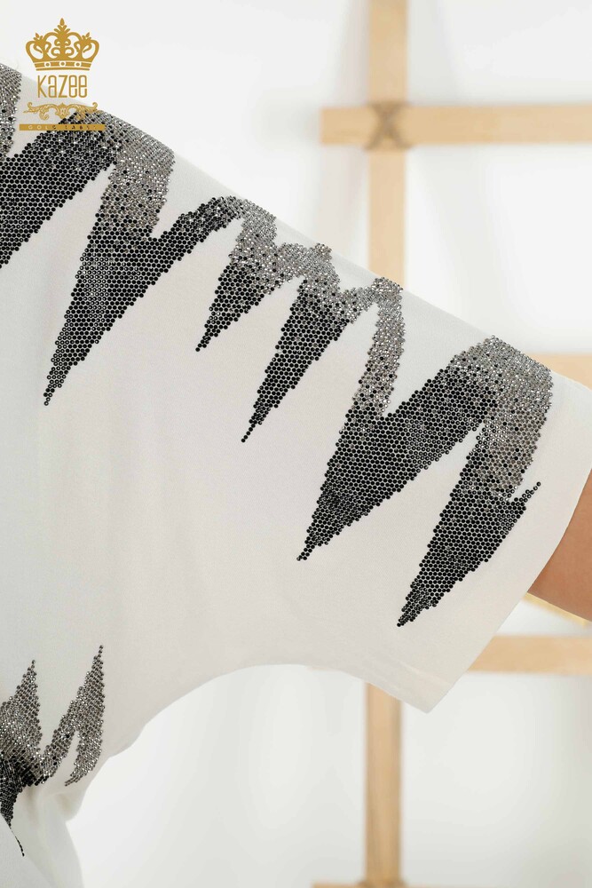 Venta al por mayor Blusa de Mujer Estampada Manga Corta Crudo - 79109 | kazee - 4