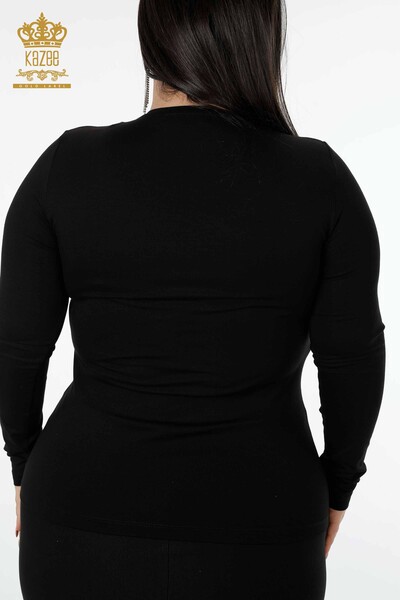 Venta al por mayor Blusa de Mujer Estampada Negra - 78997 | kazee - Thumbnail
