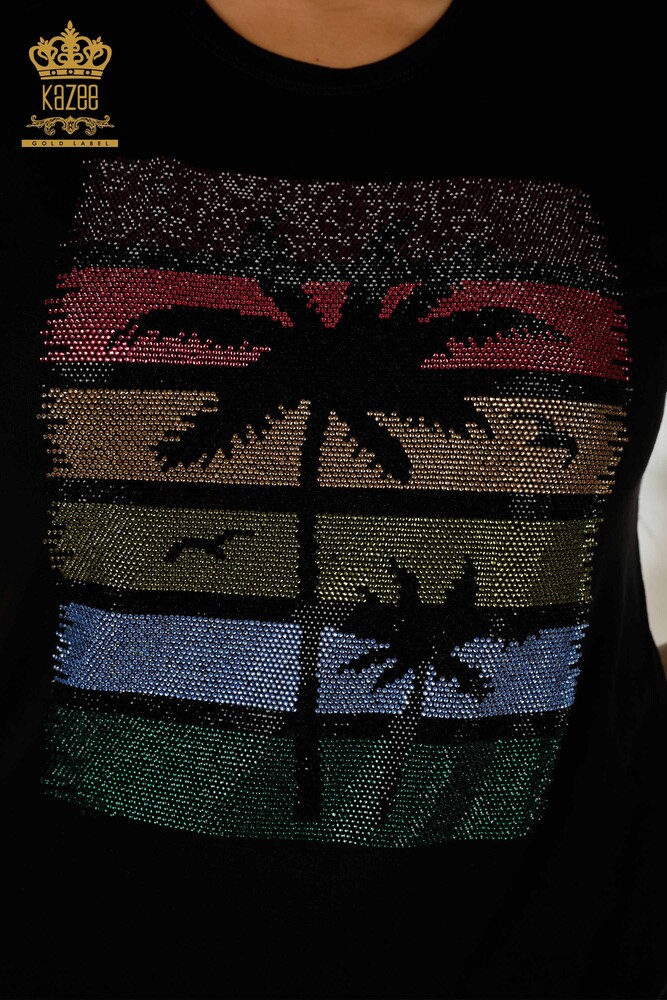 Venta al por mayor Blusa de Mujer Estampada Negra - 79279 | kazee - 3