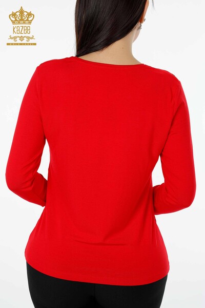 Venta al por mayor Blusa Estampada Mujer Roja - 79003 | kazee - Thumbnail