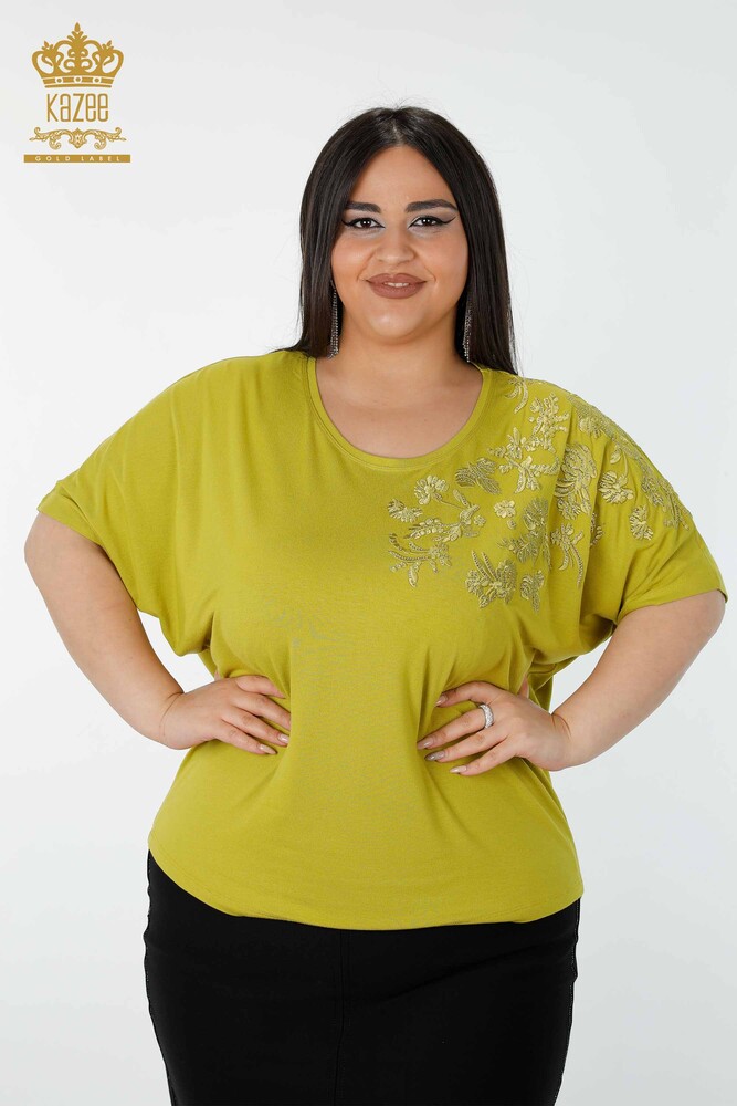 Venta al por mayor Blusa de Mujer Estampada Verde Pistacho - 78889 | kazee - 1