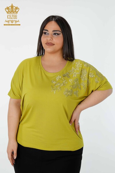 Venta al por mayor Blusa de Mujer Estampada Verde Pistacho - 78889 | kazee - 2