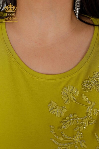 Venta al por mayor Blusa de Mujer Estampada Verde Pistacho - 78889 | kazee - Thumbnail