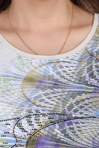 Venta al por mayor Blusa de mujer con estampado digital Detalle de línea - 12016 | kazee - Thumbnail