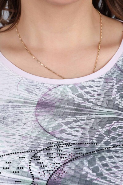 Venta al por mayor Blusa de mujer con estampado digital Detalle de línea - 12016 | kazee - Thumbnail
