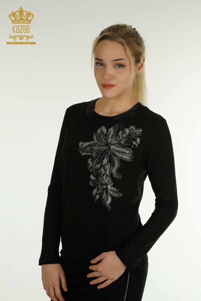 Venta al por mayor Blusa de Mujer Estampado Floral Negra - 79382 | kazee - Kazee