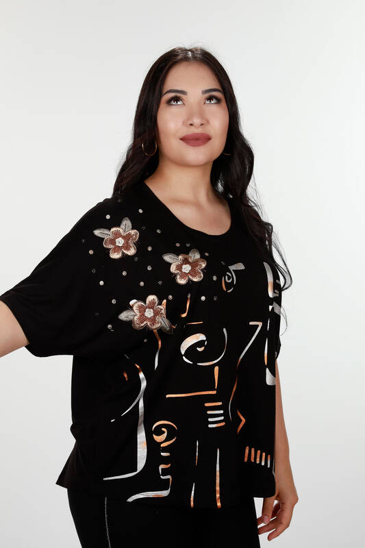 Venta al por mayor Blusa de Mujer Estampado Floral Cuello Redondo - 78888 | kazee