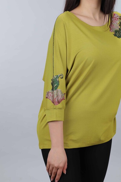 Venta al por mayor Blusa de mujer con estampado floral y cuello redondo - 77867 | kazee - Thumbnail