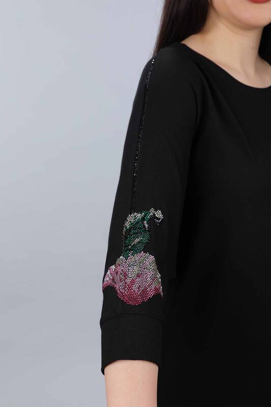 Venta al por mayor Blusa de mujer con estampado floral y cuello redondo - 77867 | kazee