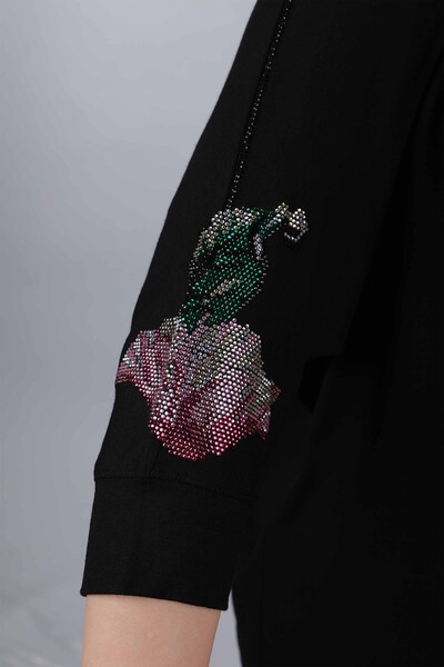 Venta al por mayor Blusa de mujer con estampado floral y cuello redondo - 77867 | kazee - Thumbnail