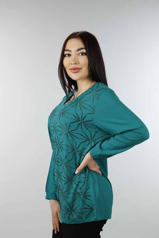 Venta al por mayor Blusa de Mujer Estampado Floral Hendidura Detallada - 77925 | kazee