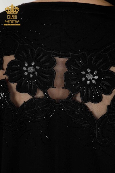 Venta al por mayor Blusa de Mujer Estampado Floral Negra - 77990 | kazee - Thumbnail