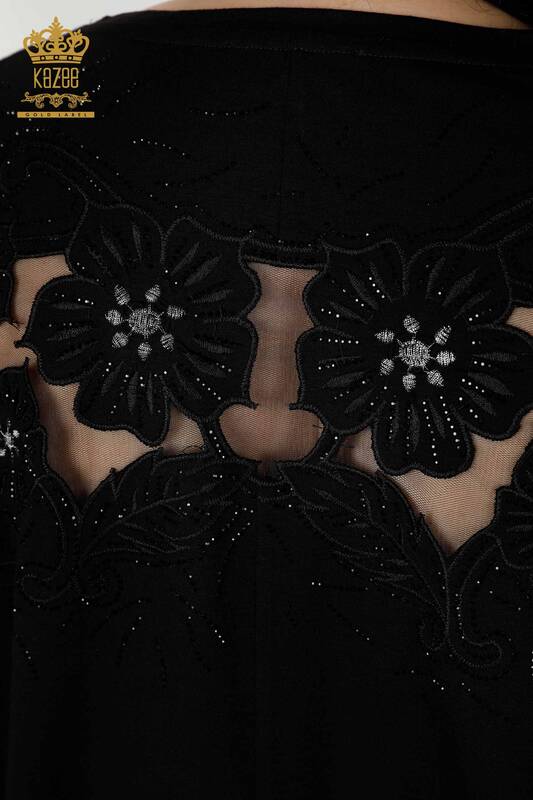 Venta al por mayor Blusa de Mujer Estampado Floral Negra - 77990 | kazee