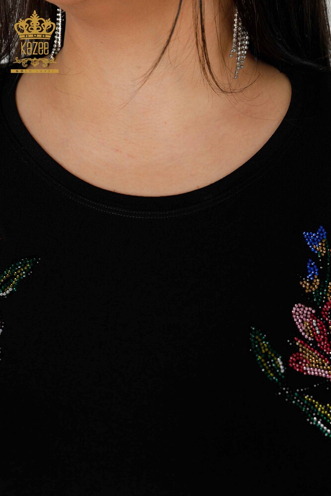 Venta al por mayor Blusa de Mujer Estampado Floral Negra - 78965 | kazee - 4