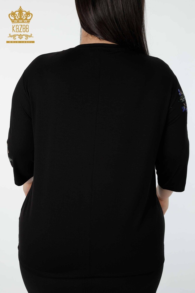 Venta al por mayor Blusa de Mujer Estampado Floral Negra - 78965 | kazee - 7