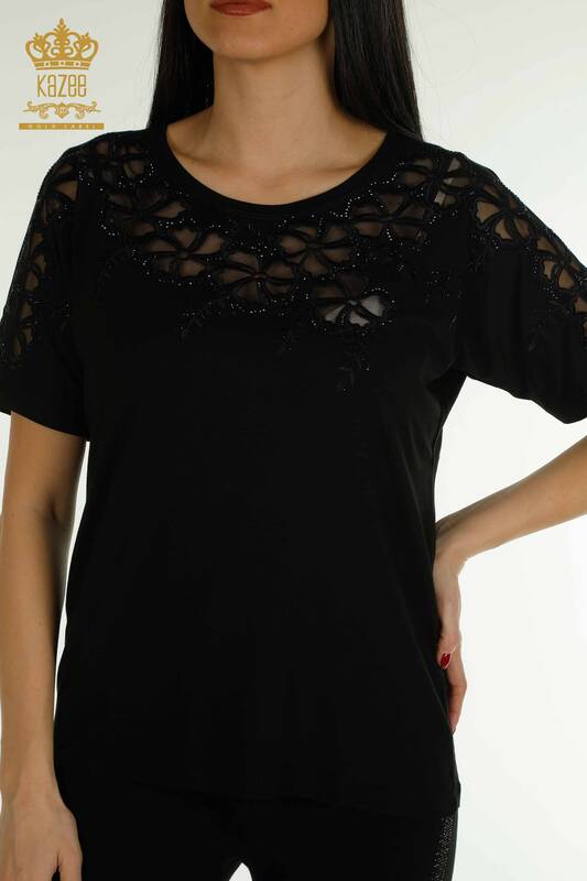 Venta al por mayor Blusa de Mujer - Estampado Floral - Negra - 79049 | kazee