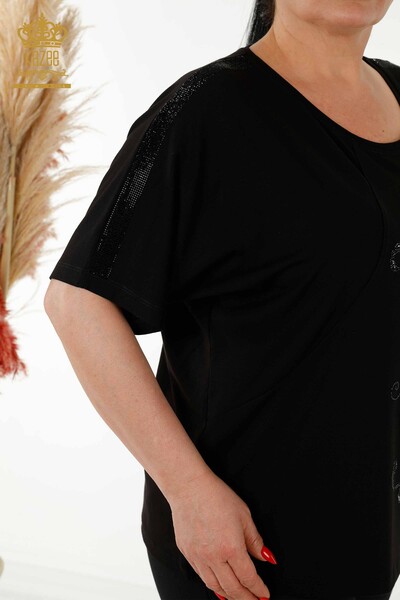 Venta al por mayor Blusa de Mujer - Floral Estampado - Negra - 79121 | kazee - 5