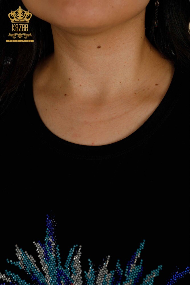 Venta al por mayor Blusa de Mujer - Estampado Floral - Negra - 79369 | kazee - 5