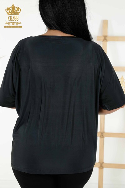 Venta al por mayor Blusa de Mujer - Floral Estampado - Azul Marino - 77802 | kazee - 6