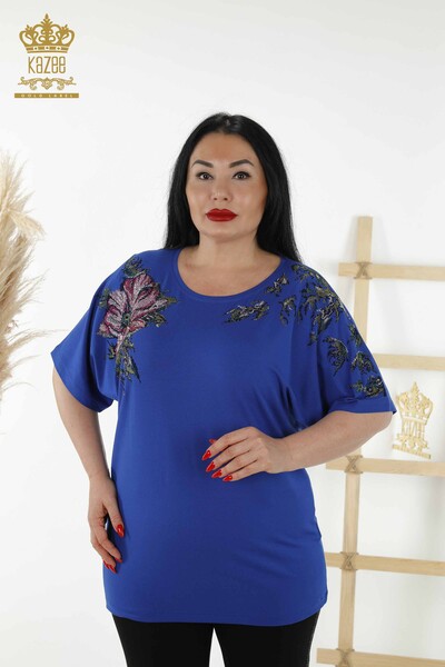 Venta al por mayor Blusa de Mujer - Floral Estampado - Azul Oscuro - 79089 | kazee - 1