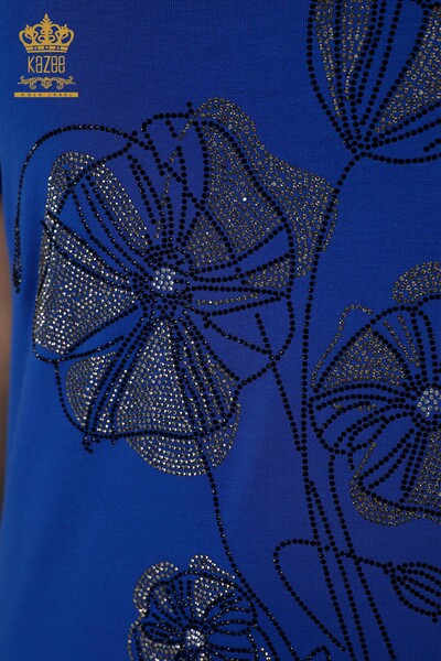 Venta al por mayor Blusa de Mujer - Floral Estampado - Azul Oscuro - 79290 | kazee - Thumbnail