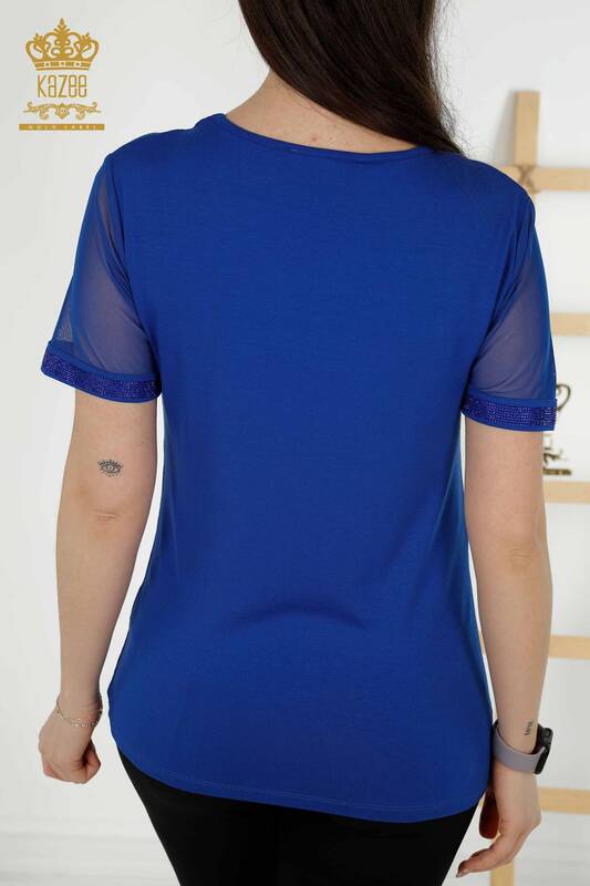 Venta al por mayor Blusa de Mujer - Floral Estampado - Azul Oscuro - 79290 | kazee
