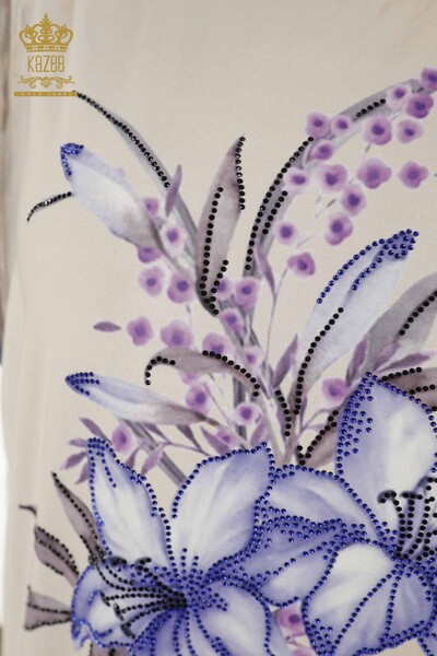 Venta al por mayor Blusa de Mujer - Floral Estampado - Beige - 77769 | kazee - Thumbnail