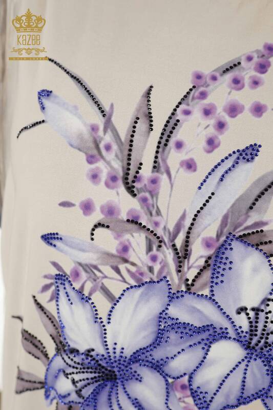 Venta al por mayor Blusa de Mujer - Floral Estampado - Beige - 77769 | kazee