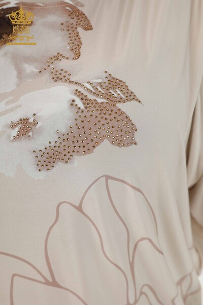 Venta al por mayor Blusa de Mujer - Floral Estampado - Beige - 77802 | kazee - 5